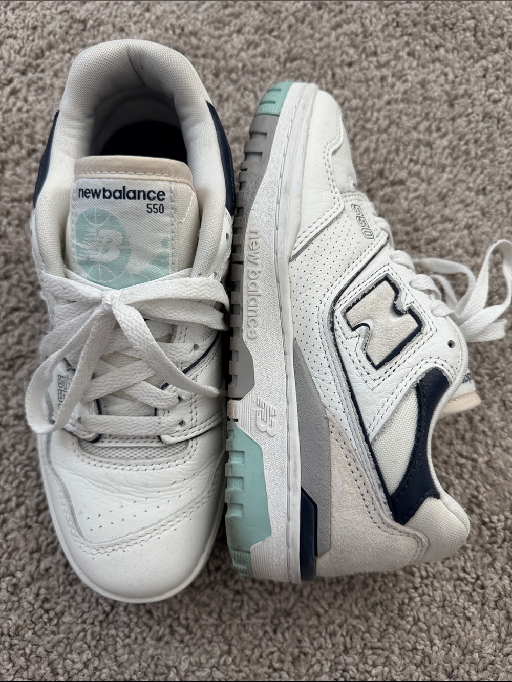 New Balance 550 Sneakers with Light Blue and Navy Accents - Picture 2 of 10